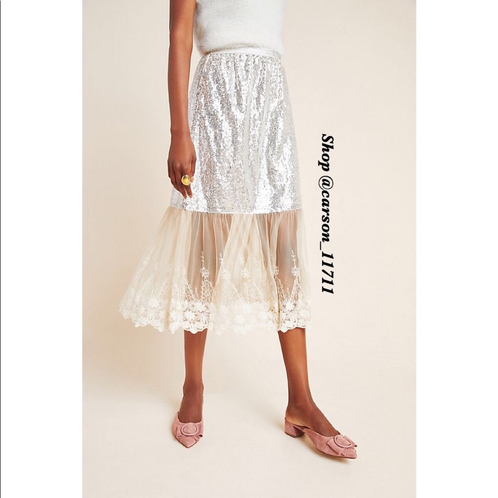 NWT Anthropologie Maribeth Sequined Midi Skirt - Picture 3 of 6